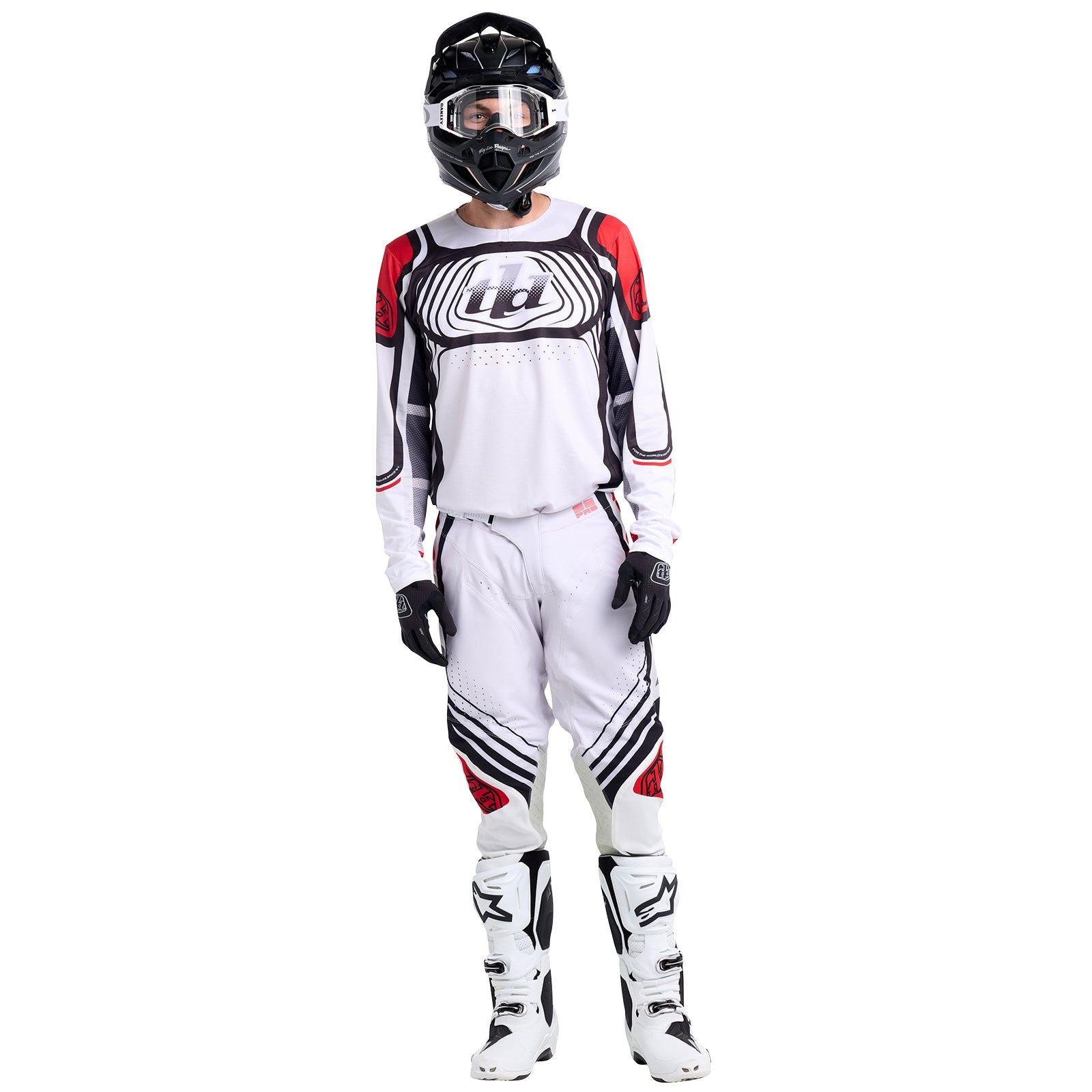 Troy Lee Designs 2025 Motocross SE PRO Wavez Combo Kit Off-White Red